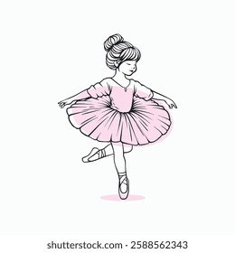 Hand drawn cute little ballerina