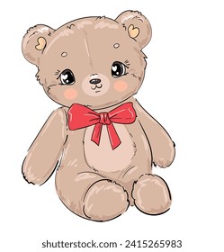 Hand Drawn Cute little Bear vector  illustration design