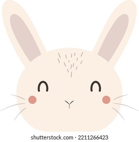 hand drawn cute little cartoon bunny with eyes closed, vector