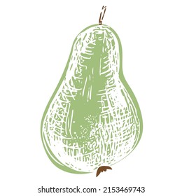 Hand Drawn Cute Little Pear Sketch. Vector Element In doodle Scribble Style.