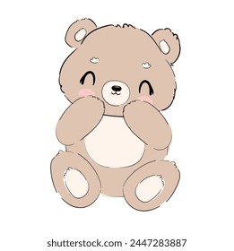 Hand Drawn Cute little Teddy Bear, vector illustration, Print for baby, newborns design 