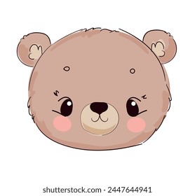 Dibujado a mano pequeño osito de peluche lindo, Ilustración vectorial, impresión para el bebé, diseño de recién nacidos 