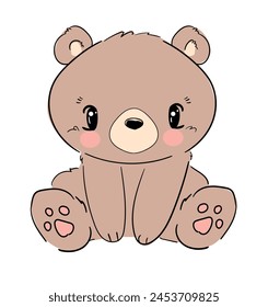 Hand Drawn Cute little Teddy Bear, vector illustration, Print for baby, newborns design 