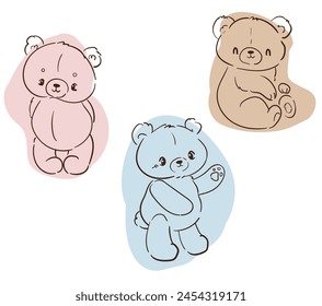 Hand Drawn Cute little Teddy Bear, vector illustration, Print for baby, newborns design 