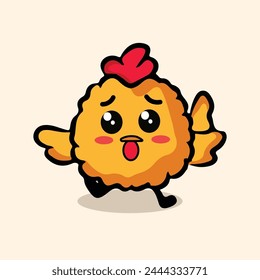 hand drawn cute logo cartoon friedchicken