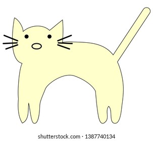 Hand Drawn Cute lovely cute cat. Children's design poster.