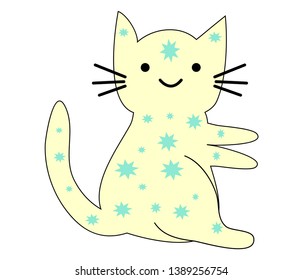 Hand Drawn Cute lovely cute cat. Children's design poster.