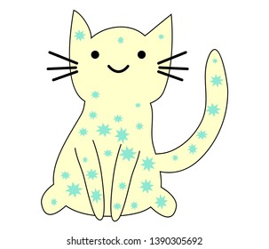 Hand Drawn Cute lovely cute cat. Children's design poster.