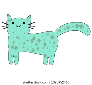 Hand Drawn Cute lovely cute cat. Children's design poster.