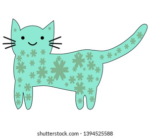 Hand Drawn Cute lovely cute cat. Children's design poster.
