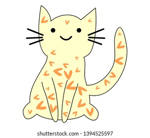 Hand Drawn Cute lovely cute cat. Children's design poster.