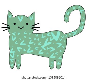 Hand Drawn Cute lovely cute cat. Children's design poster.