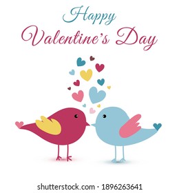 Hand drawn cute lovers birds and heart valentine's day. You can use for postcard, brochure, advertising, etc. Vector illustration