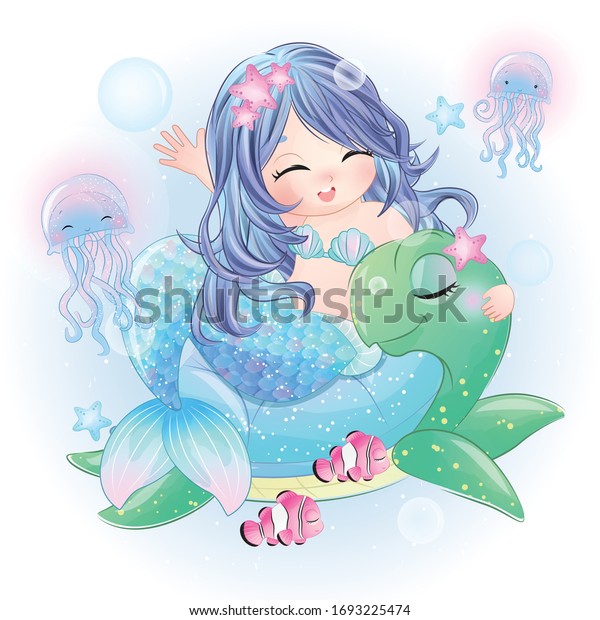 Hand Drawn Cute Mermaid Character Stock Vector Royalty Free 1693225474 Shutterstock 8920