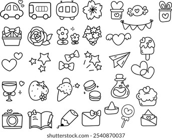 Hand drawn cute minimalist icon set doodles vector art