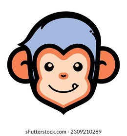 Hand Drawn cute monkey in doodle style isolated on background