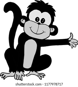 hand drawn cute monkey Vector