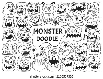 Hand Drawn Cute Monster Doodle Cartoon Collection