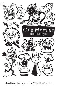 Hand Drawn Cute Monster Doodle Collection
