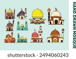 Hand Drawn Cute Mosque Set
