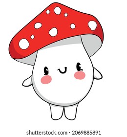 Hand drawn Cute Mushrooms vector illustration