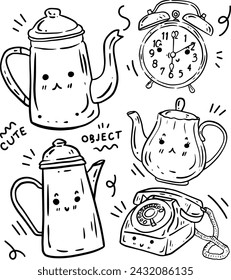 hand drawn cute objects and text for templates.