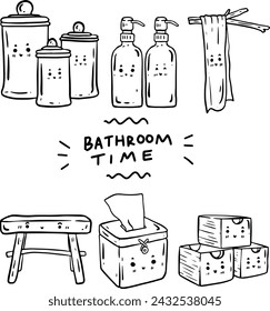 hand drawn cute objects and text for templates.