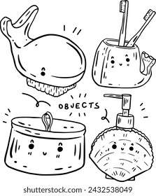 hand drawn cute objects and text for templates.