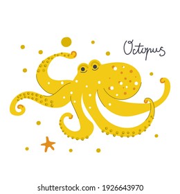 Hand drawn cute Octopus. Nursery design.