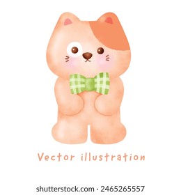 Hand drawn cute orange cat .