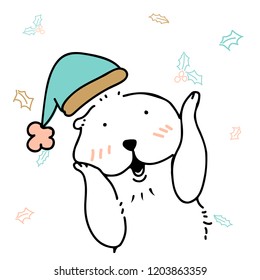 Hand drawn cute otter enjoying Christmas holiday