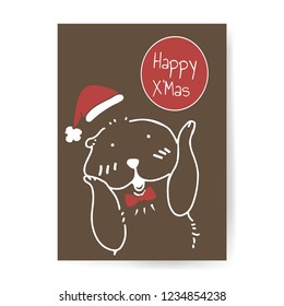 Hand drawn cute otter enjoying Christmas holiday