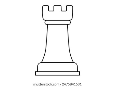 Hand drawn cute outline illustration of pawn. Flat vector chess figure in line art doodle. High ambitions. Strategy or intelligence icon. Success in competition. Tactic thinking. Board game. Isolated.