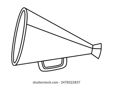 Hand drawn cute outline illustration retro megaphone loudspeaker. Flat vector promotion, announcement, advertisement bullhorn sticker line art doodle. News alert icon. Communication speaker. Isolated.