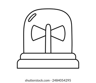 Hand drawn cute outline illustration emergency warning light. Danger alarm siren. Flat vector problem caution signal line art doodle style. Ambulance lamp icon. Urgency alert flasher. Isolated.