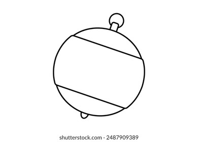 Hand drawn cute outline illustration water buoy. Flat vector safety beach buoy line art doodle style. Swimming area limitation. Support or help icon. Protection or assistance. SOS. Danger. Isolated.