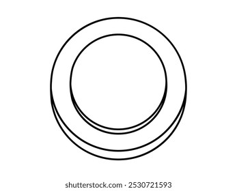Hand drawn cute outline illustration emergency warning button top view. Alarm pressbutton. Flat vector problem caution sign line art doodle. Security breach. Stop signal. Launch or start. Isolated.