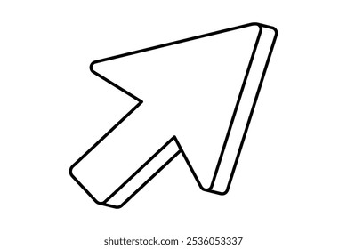 Hand drawn cute outline illustration of mouse cursor. Flat vector interface arrow line art doodle. Direction symbol. Social media icon or sticker. Tap or click. Computer pointer navigation. Isolated.