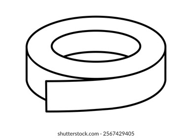 Hand drawn cute outline illustration of insulating tape. Flat vector sticky scotch repair tool in line art doodle style. Support service hardware icon. Settings or fix problem. Find solution. Isolated