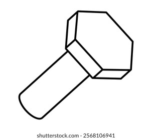 Hand drawn cute outline illustration of bolt tool. Flat vector screw repair part in line art doodle. Support service nut hardware icon. Settings or fix problem. Find solution. Isolated.