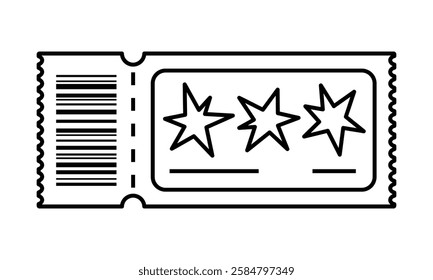 Hand drawn cute outline illustration lucky ticket. Flat vector gift coupon line art doodle. Make a wish. Fortune in game. Gamble bet icon or sticker. Superstition symbol. Hope for the best. Isolated.