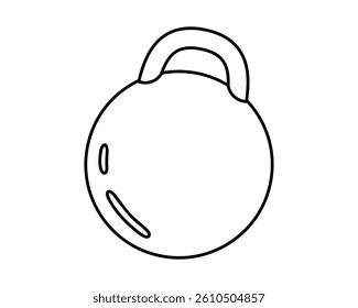 Hand drawn cute outline illustration of iron kettlebell. Flat vector slavery or habit symbol line art doodle. Money debt or credit. Emotional burden, crisis, depression sticker, icon. Isolated.