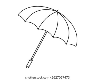 Hand drawn cute outline illustration umbrella. Flat vector protection tool sticker line art doodle. Safety symbol icon. Financial guarantee. Defense and care in banking. Security system. Isolated.