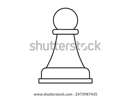 Hand drawn cute outline illustration of pawn. Flat vector chess figure in line art doodle. High ambitions. Strategy or intelligence icon. Success in competition. Tactic thinking. Board game. Isolated.