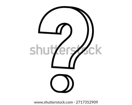 Hand drawn cute outline illustration of question mark. Flat vector problem or difficulties line art doodle. Ask for advice icon. Curious to know. Support or service. Seeking for help. Isolated.