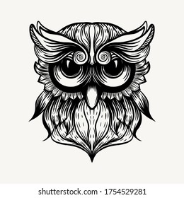 hand drawn cute owl artwork 