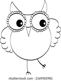 Hand Drawn Cute owl character. Owl icon, bright owl with different emotion