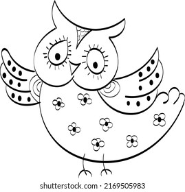 Hand Drawn Cute owl character. Owl icon, bright owl with different emotion