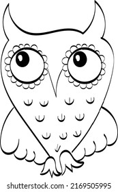 Hand Drawn Cute owl character. Owl icon, bright owl with different emotion