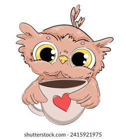 handgezeichnete Cuute-Schale mit einer Tasse Kaffee Vektorgrafik 